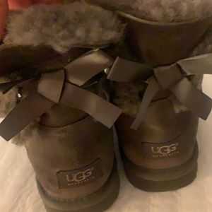 Gray UGG Bailey bow boots
